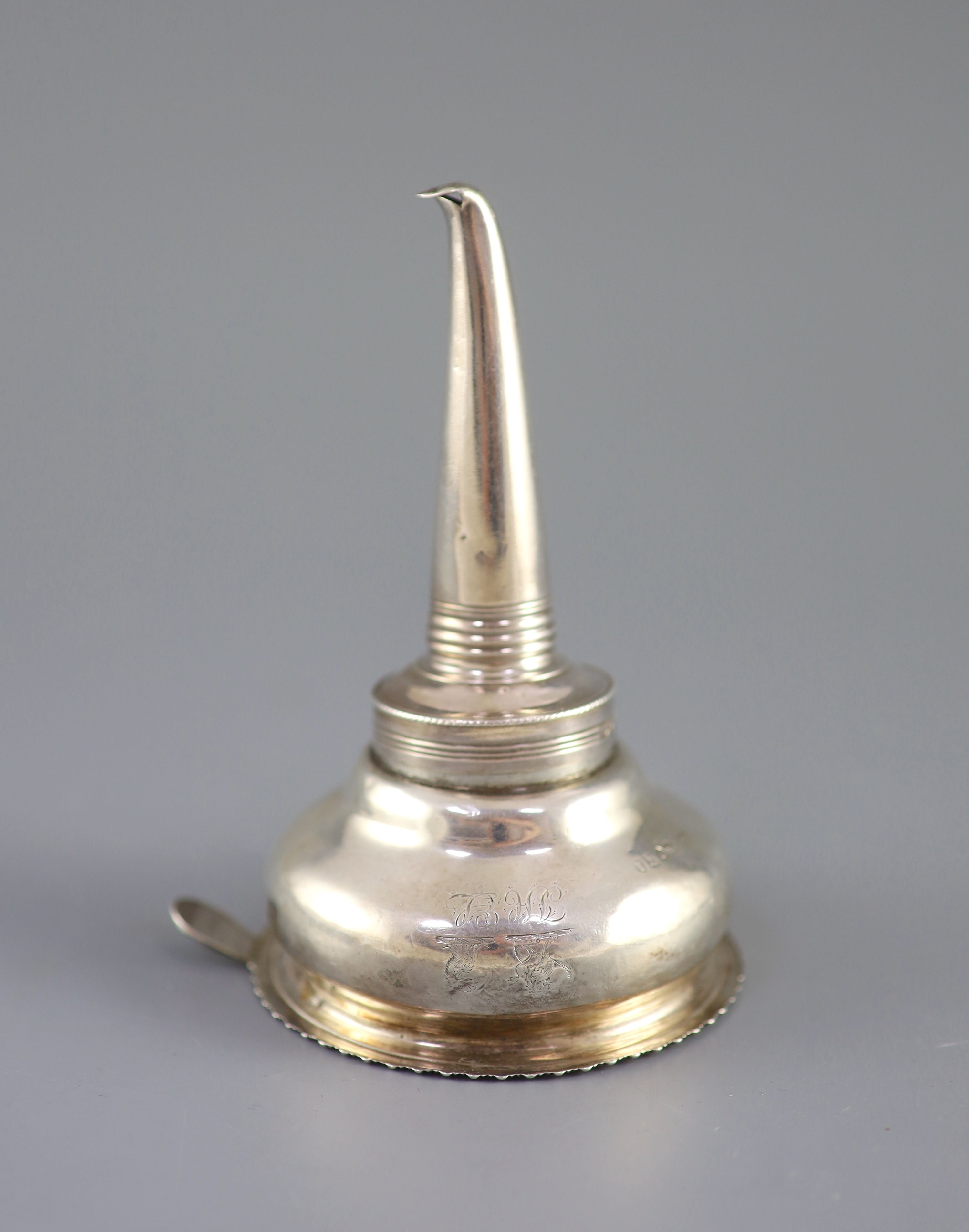 A William IV silver wine funnel by Jonathan Hayne